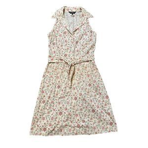 ABS Allen Schwartz Vintage Cottagecore Floral Shirt Dress 100% Cotton Size 8